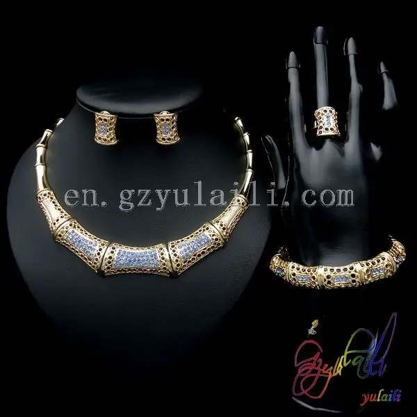 

Yulaili Hot Sell Fashion Jewelry Zinc Alloy Gold Color Ladies Four Pieces Jewelry Sets