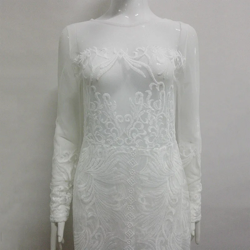 Вечернее Длинное белое кружевное платье макси для мероприятий Vestido De Renda Элегантное свадебное платье русалки сексуальное стильное облегающее платье с открытой спиной