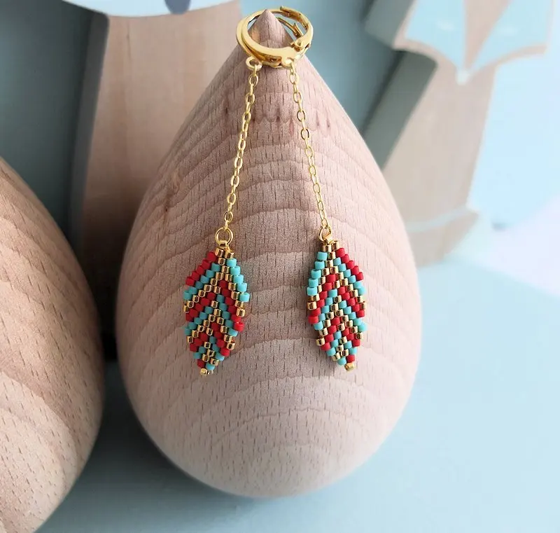 MI-E190005B Go2boho серьги для женщин MIYUKI массивные серьги Femme Pendientes Mujer Moda подарок Богемия ручной работы Сделай Сам перо ювелирные изделия - Окраска металла: MI-E190005B