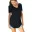 Женская летняя футболка с v-образным вырезом и коротким рукавом, свободная Сексуальная футболка, женские футболки размера плюс, Длинные Стильные топы - Цвет: Черный