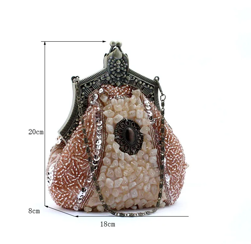 Крем китайский Для женщин бисером блестками сумочка клатч банкетные Свадебные вечерняя сумочка; BS010 Кошелек Макияж сумка 03321-A