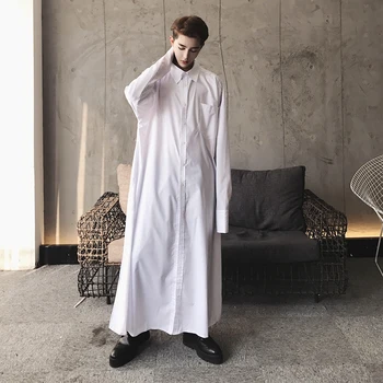 

2018 Men's Show Long Solid Shirt Fashion Hip Hop Shirt