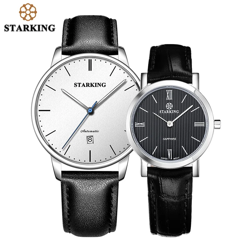 

STARKING Luxury Brand Cheap Mechanical Watch Auto Date Automatic Self-wind Male Clock 28800 High Beat Men Watch Women Watch SET