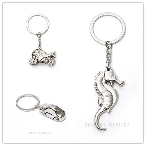 

1 Piece Animal Pet Keychain Keyring Metal Keychain Classic 3D Pendant Key Bag Chain Creative Gift Car Shape Motorcycle Model