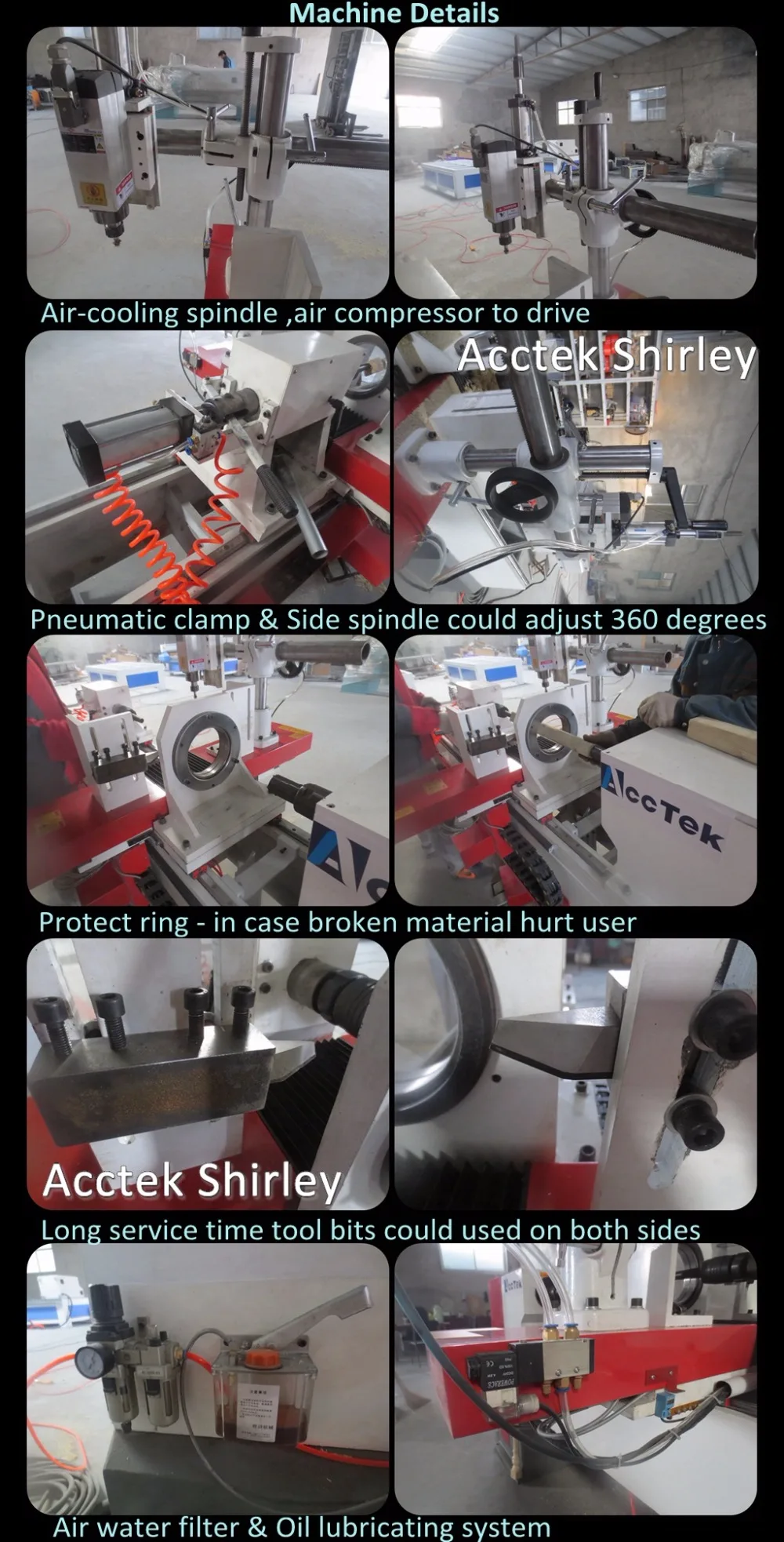 3.Acctek AKM-3015 cnc wood turning lathe details