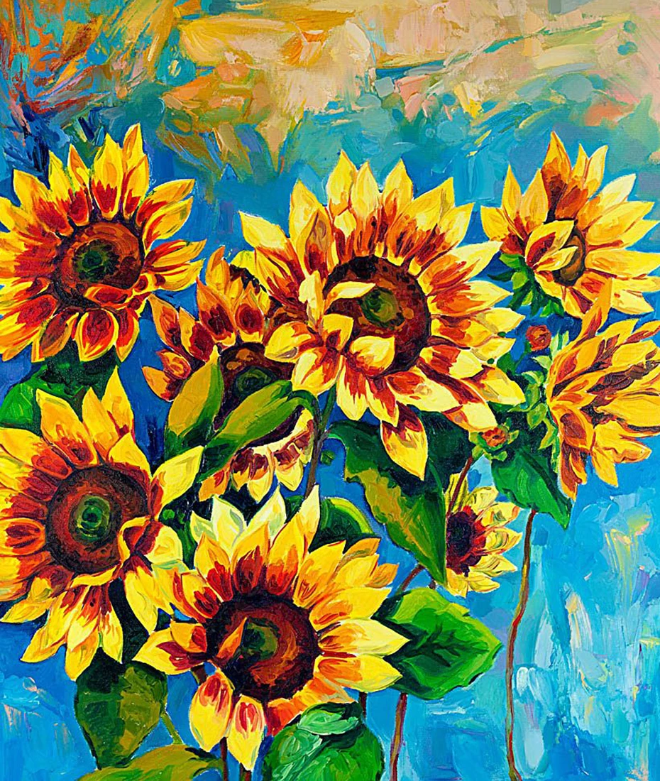 

5D DIY Diamond Painting Blooming Sunflower Flowers Oil Picture Full Square With Diamonds Mosaic Rhinestones