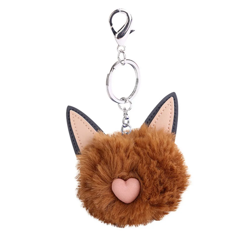 Cute Cat Faux Fur Fluffy Ball Key Chain Bag Girls Pendant Hanging