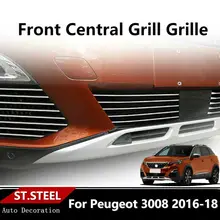 For Peugeot 3008 GT 2016 2017 2018 Exterior Car-Styling 26pcs Stainless Steel Front Fog Light & Bottom Grille Trim