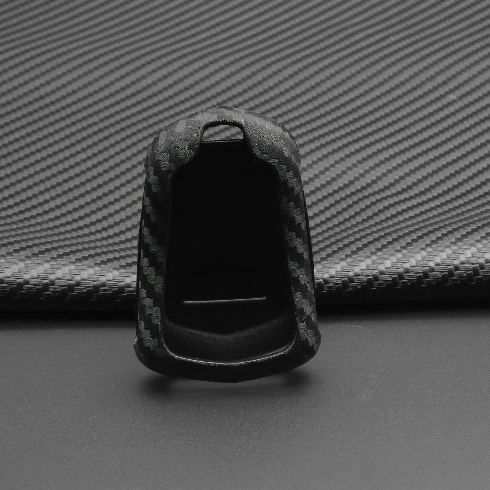 

jingyuqin Carbon Fiber Silicone Car Key Case Cover For Cadillac ATS CT6 CTS DTS XT5 Escalade ESV SRX STS XTS ELR 2014 2015 2016