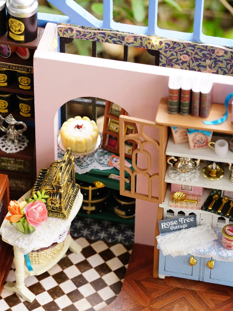 DIY Кукольный дом мебель миниатюрный кукольный дом розовый сад пылезащитный чехол ручной работы светильник дом игрушки для детей# E