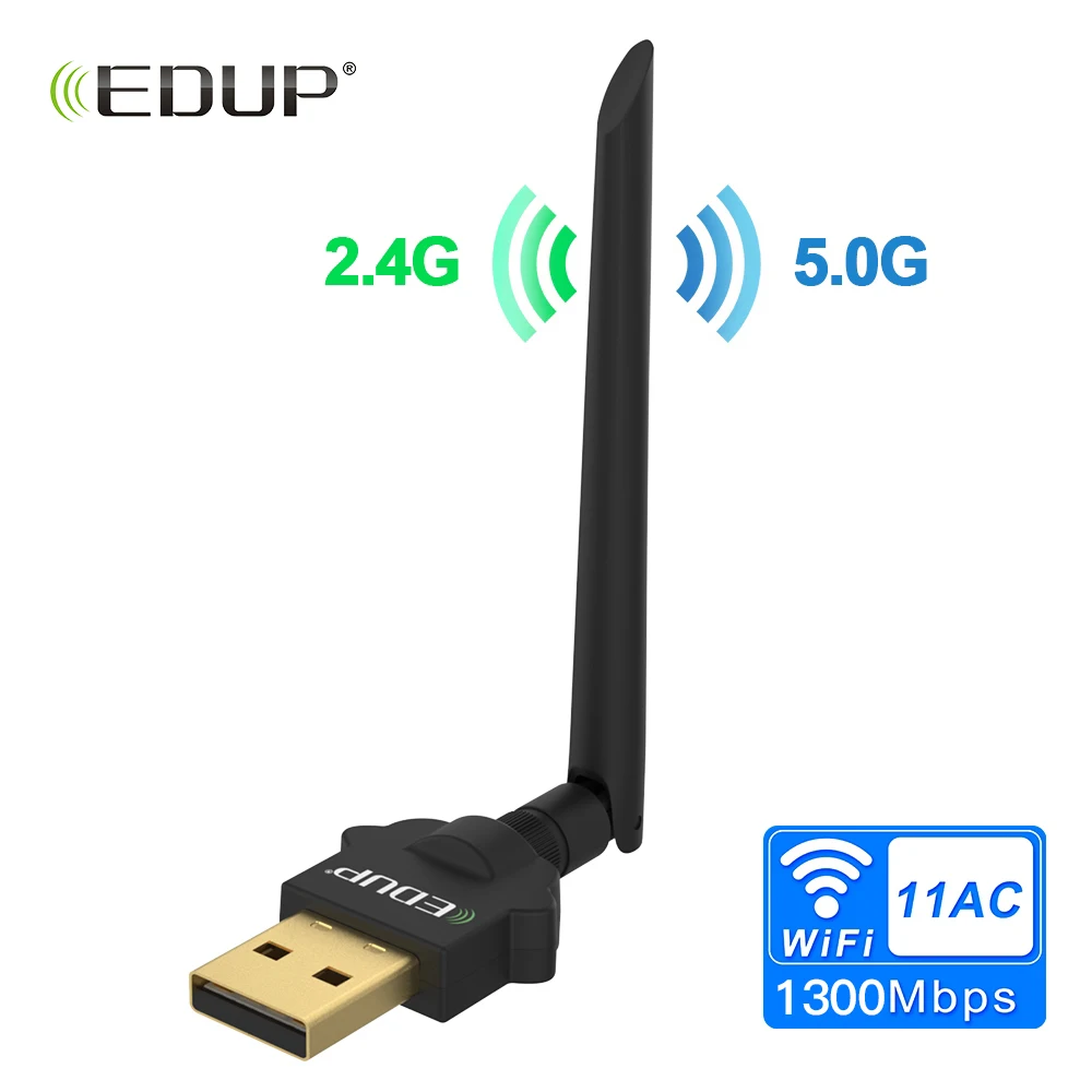 

EDUP 1300Mbps USB Wireless WiFi Adapter Dual Band 2.4/5GHz Wi-FI Network Card
