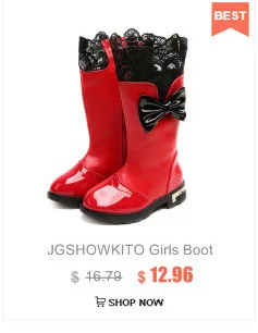 JGSHOWKITO/осенне-зимние ботинки для девочек модные резиновые ботинки для детей; Детские ботильоны Милая теплая обувь принцессы большой бант