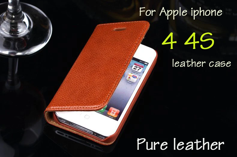 imágenes para Retro de lujo 100% cubierta del teléfono del tirón del Cuero Verdadero para el iphone 4 4S casos Simple soporte de la pistolera del teléfono celular para la cubierta iphone4 manzana imágenes para Retro de lujo 100% cubierta del teléfono del tirón del Cuero Verdadero para el iphone 4 4S casos Simple soporte de la pistolera del teléfono celular para la cubierta iphone4 manzana