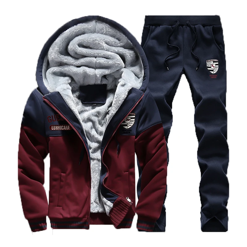 Kaufen Winter Neue Mens Casual Sportwear Anzug Designer Stickerei Männlichen Verdicken Baseball Jersey Anzug Für Männer Fleece Anzüge 4XL AFD65