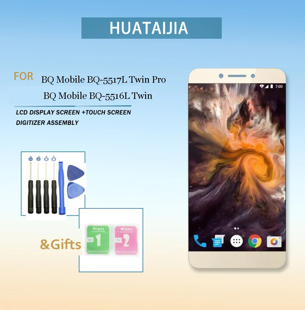 Skup Dla BQ mobilna BQ 5517L BQ 5516L Twin Pro BQ5517 BQ5517L BQ 5517 5516 wyświetlacz LCD + ekran dotykowy Digitizer montaż czujnika czujnik