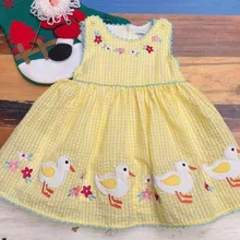 Летние платья для маленьких девочек детское хлопковое платье с рукавами, вышитыми цветами и животными