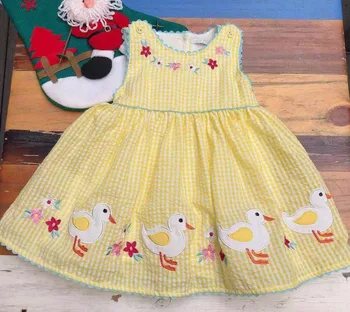 

Summer Baby girls dresses embroidered floral animal pattern sleeve cotton kids dress