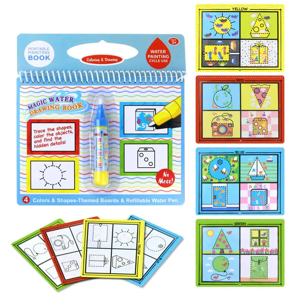 8 типов книг для рисования водой и волшебная ручка для детей, раскраска для животных, доска для рисования, коврик для обучения, развивающие игрушки для детей - Цвет: Graphic Color