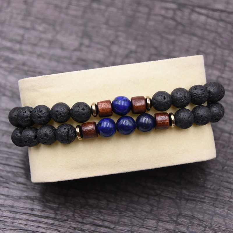 Couple bracelet set natural Stone bracelet/beads/lava/homme/fashion/bangles Bracelet Men Wooden bead mala bracelets Accessorie J