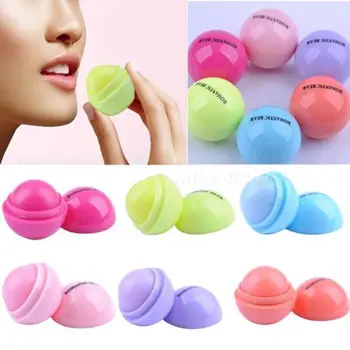 

2018 Hot!!!Ball Lip Balm stick Organic Ingredients Protector Sweet Taste Fruit Embellish Ball Makeup stick Gloss