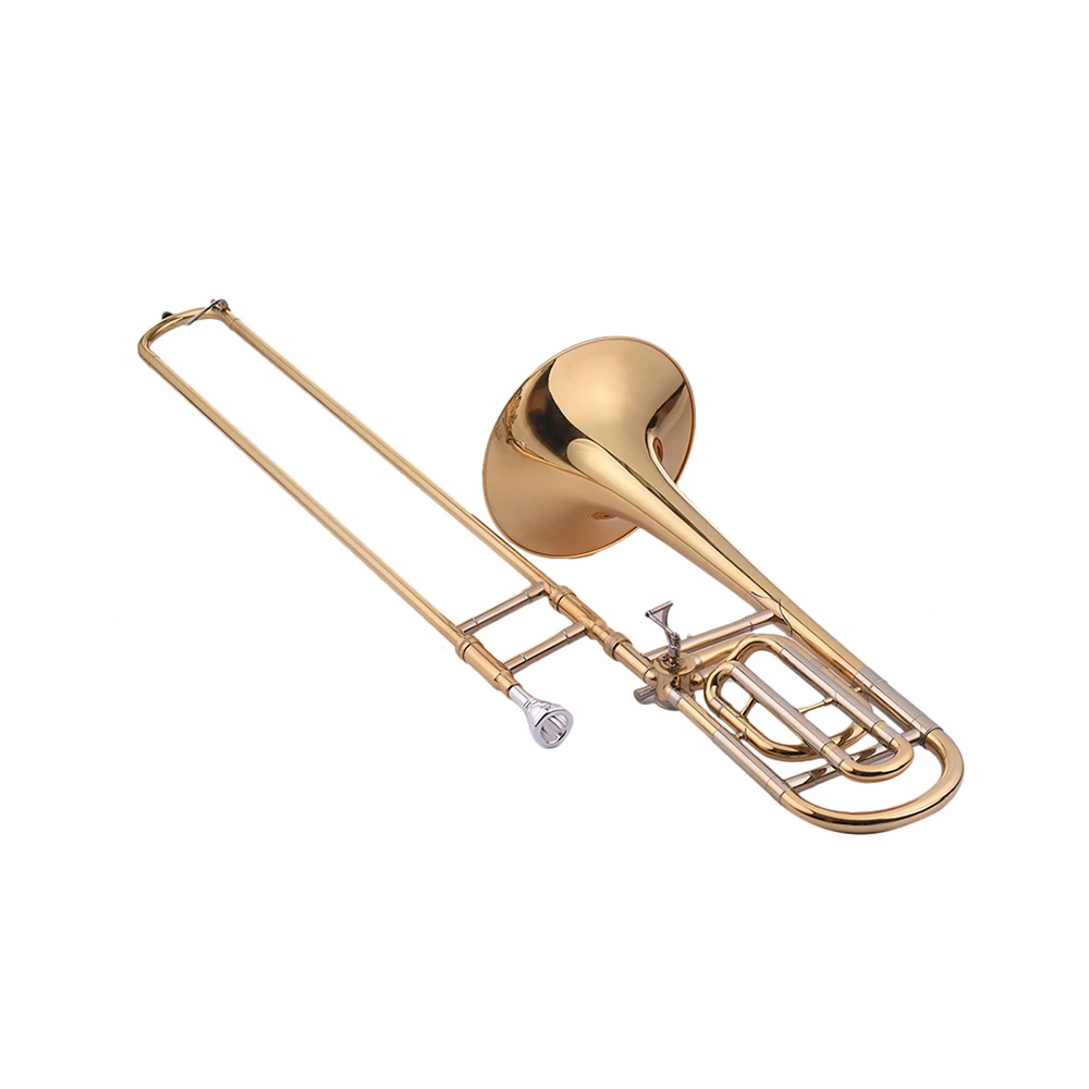 Muslady промежуточный Bb плоский Tenor Slide Trombone с F насадкой, включая мундштук чехол перчатки, Чистящая салфетка