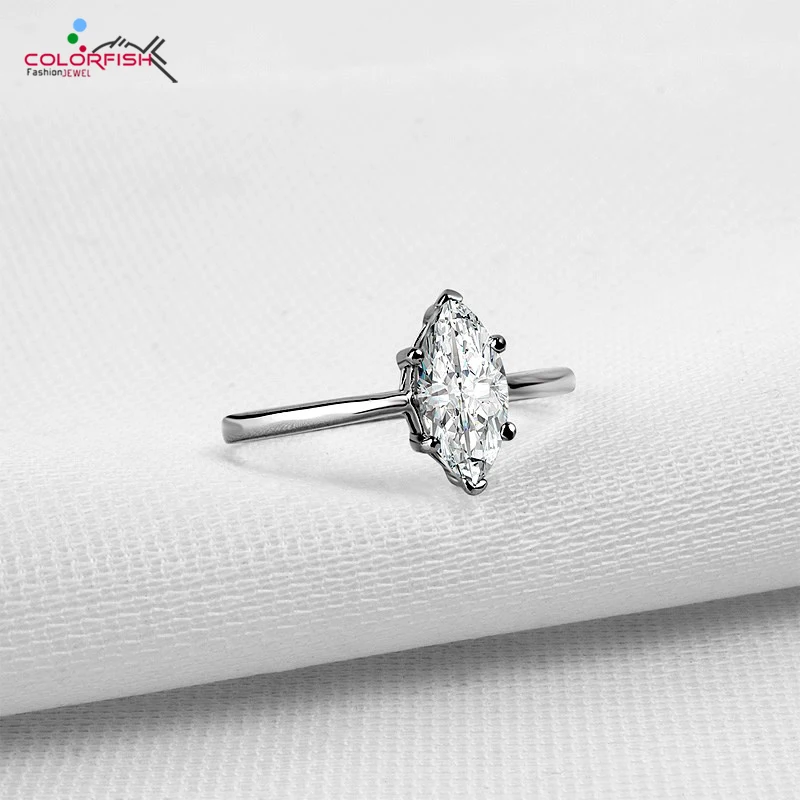 

COLORFISH 1.25 Carat Olives Solitaire Engagement Rings For Women Marquise Cubic Zirconia 925 Sterling Silver ring