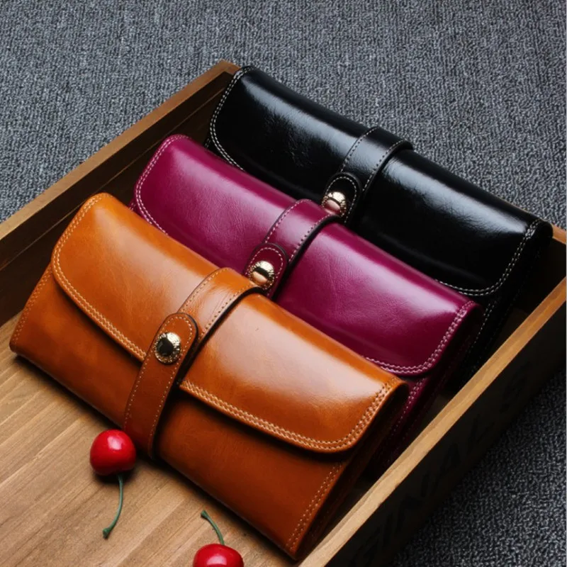 

New Ladies Women Wallets Genuine Leather Purses Long Wallet Men Female Wallets Leather Clutch