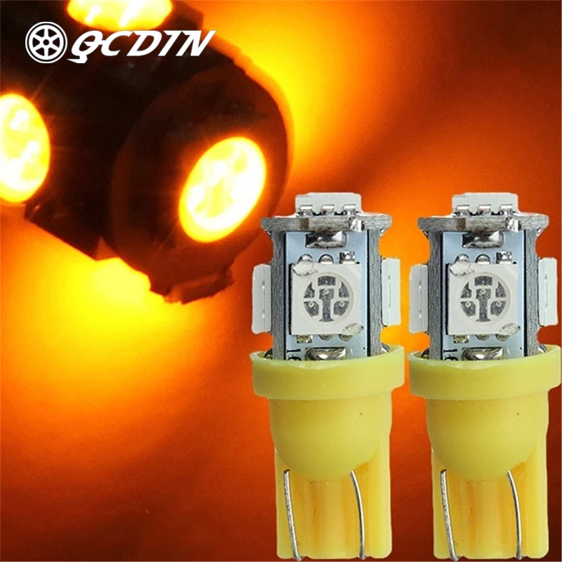 QCDIN 4 шт. T10 194 168 Автомобильные Боковые янтарные 5 SMD светодиодные клиновидные лампы