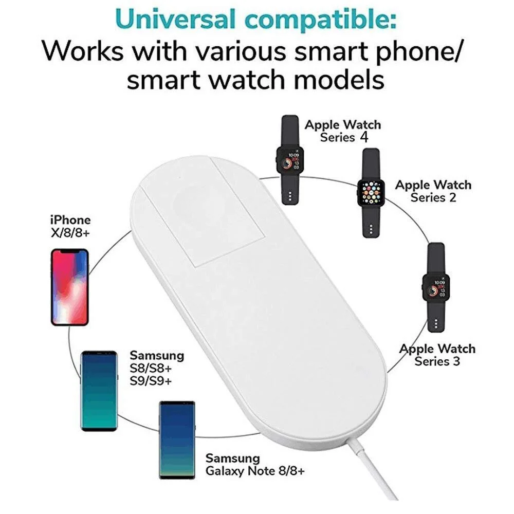 Беспроводное зарядное устройство Ascromy 2 в 1, подставка для быстрой зарядки, держатель телефона для APPle Watch Series 4 3 2 iphone XS MAX XR 8 Plus X 8+ Iwatch