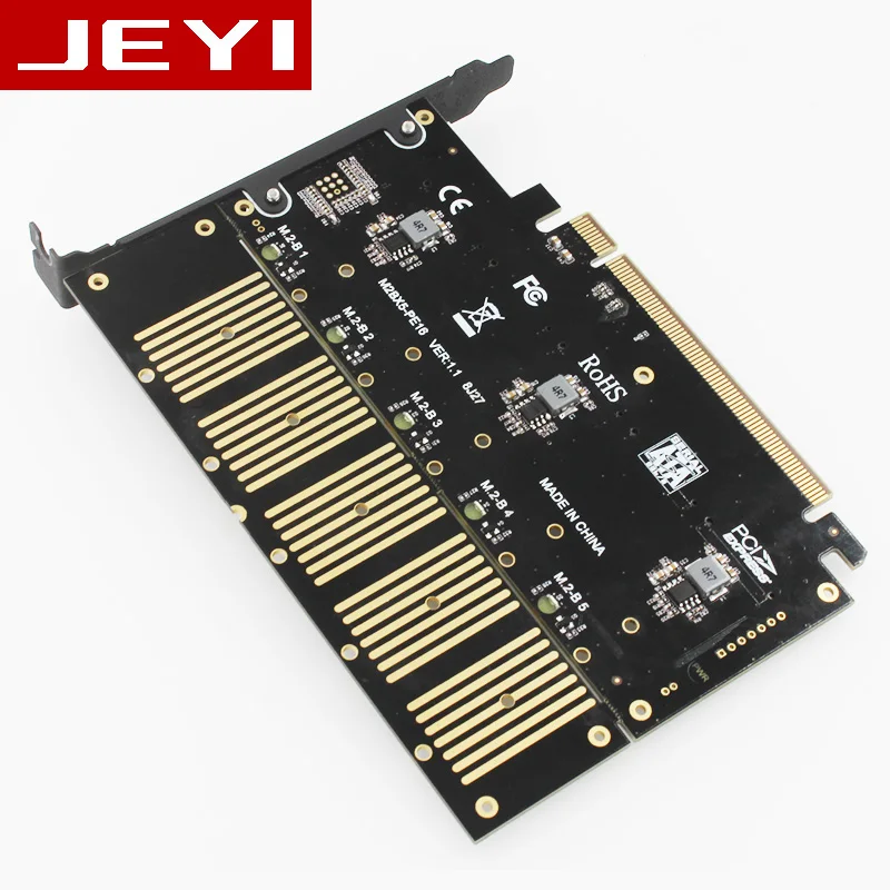 JEYI JMS585-X16 PCIE 5 м. 2 SATA карта расширения поворот PCIE3.0 SATA RAID карта 5* ssd 5* ngff 5* m.2 softraid карта большая мощность