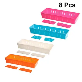 

8pcs Kitchen Drawer Organizer Tray Rack Holder 3 Grid Spoon Fork Cutlery Separation Box Double-layer Cutlery Trays for Drawers