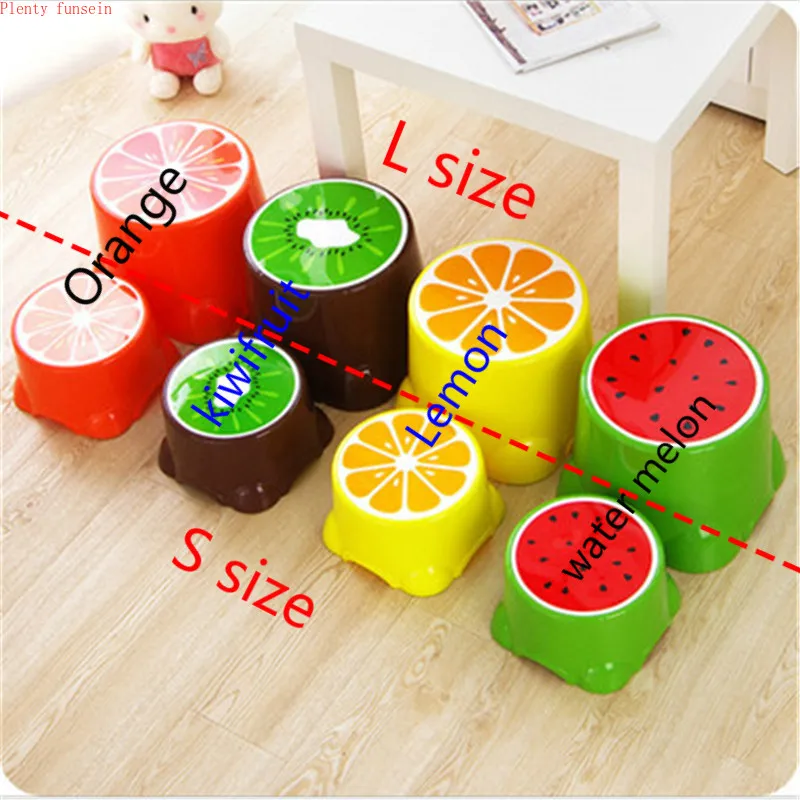Thickened plastic fruit stool baby children's cute cartoon foot low Children Bedroom Home Chair Kids Seat  S/L size