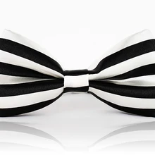 Элегантный черный, белый цвет полосатый лук Галстуки, жених свадьба лук Галстуки, горизонтальные полосы, контрастные Цвет галстук-бабочка