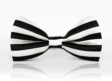 

Elegant Black White Striped Bow Ties,GROOM WEDDING BOW TIES,Horizontal Stripes,Contrasting Color Bow Tie
