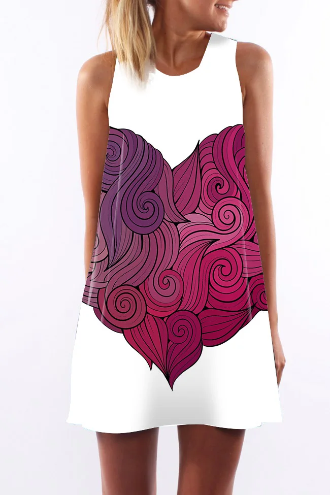 2018 Summer Dress Women Floral Print Polyester Dress Sleeveless Boho Style Short Beach Dress Sundress Casual Shift Dresses (16)