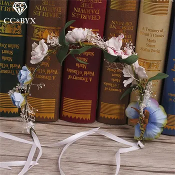 

CC Jewelry Romantic Bride Crowns Tiaras Handmade Flowers Wedding Decorations Hair Ornaments Party Bridal Hair Accessories 8965