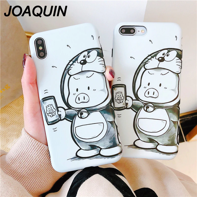 Soft Silicone Doraemon Case for iPhone 6s 6plus 7 8 X Xr Xs Max case Matte Cartoon Pig Cover 7plus Phone Fundas |