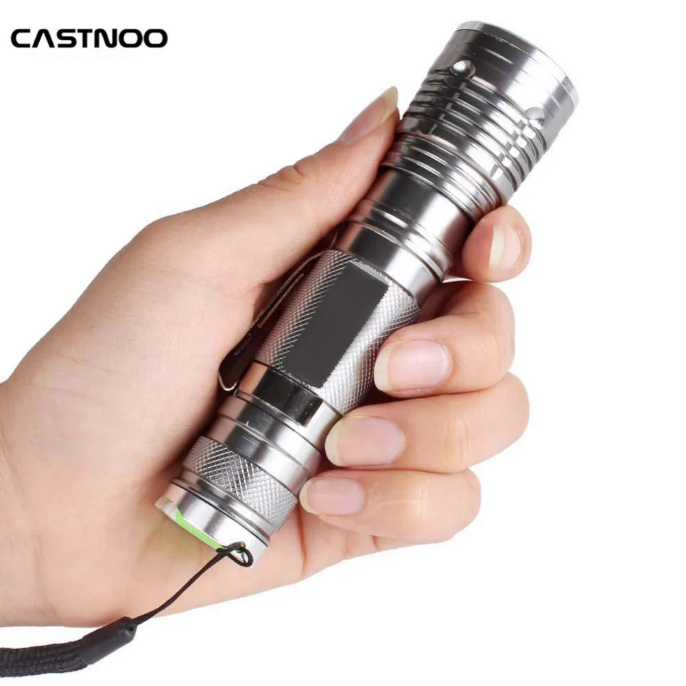 

2000LM Q5 LED Zoomable Flashlight 18650 Torch Focus Lamp Light Silver pml