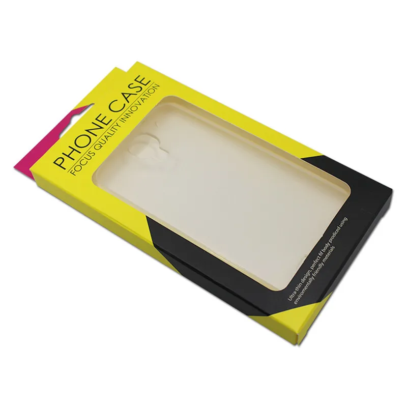 200 шт./лот картонная бумажная коробка упаковка для мобильного телефона Чехол упаковка с отверстием для подвешивания окна 9x16x1,5 см