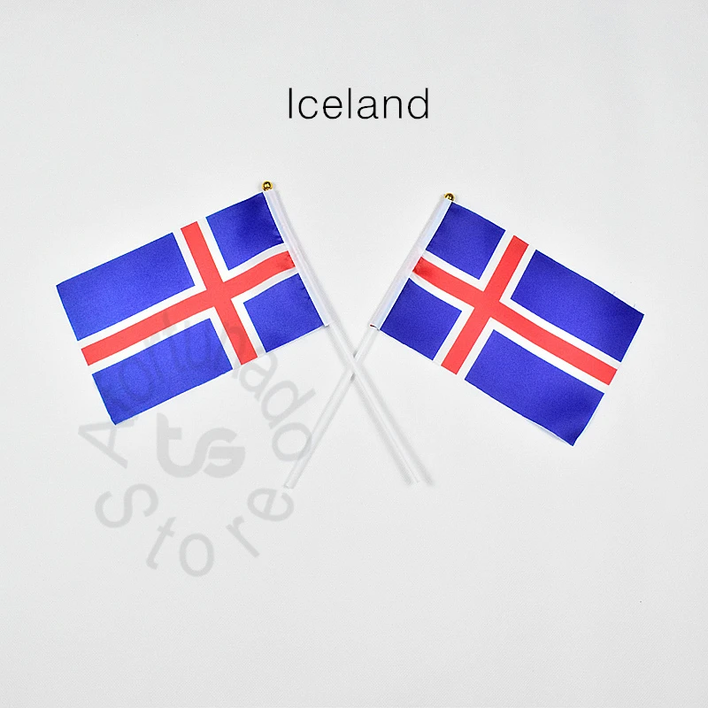 

Iceland 14*21cm flag Banner Free shipping hand waving National flag Home Decoration flag banner