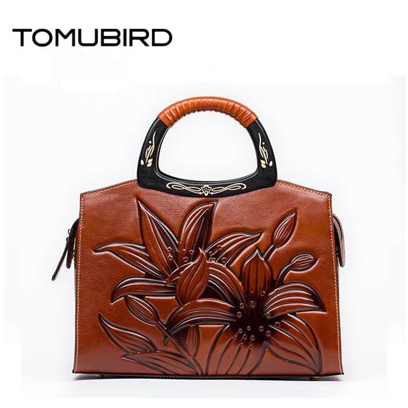 TOMUBIRD новая улучшенная воловья кожа тиснение известный бренд Женская сумка