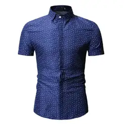 Новые модели рубашек Camisa Social с коротким рукавом вечернее платье мужские рубашки летняя блузка мужская одежда синий черный белый