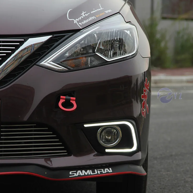 Автомобиль мигает 1 комплект drl для Nissan Sylphy sentra светодиодный DRL дневные ходовые огни дневной свет противотуманных фар с желтым сигналом