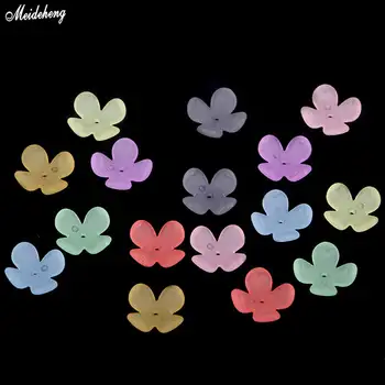 

Acrylic Frosted Flower Ancient Style Beads for Jewelry Making Accessory Hairpin Middle Hole Four Petals Decoration Materials