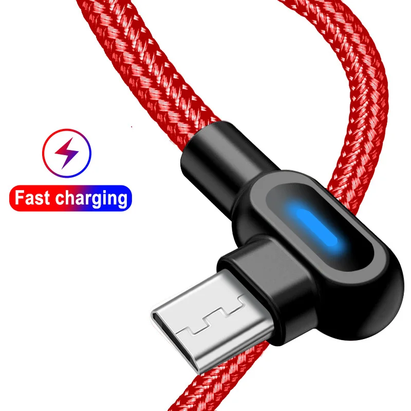 

Micro USB Cable 2A Fast Charging Adapter Data Cord Cable For Samsung Huawei Xiaomi LG Andriod 90 Degree Micro USB Phone Cables