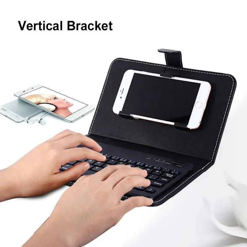 

Portable mini PU Leather Wireless Keyboard Case for iPhone Protective Mobile Phone with Bluetooth Keyboard For Smartphone