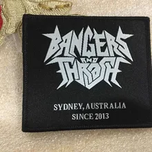 Заказная тканая Пришивные патчи термоклейкий значок крюк и петля Стильные наклейки "BANGERS and THRASH" индивидуальный логотип патч