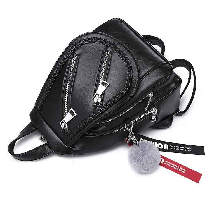 do plutônio moda zíper senhoras mochila preto