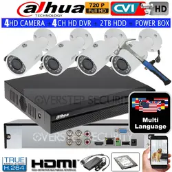 Dahua mutil язык 720 P DH-HAC-HFW1100S водонепроницаемый CVI ИК Пуля безопасности Камера с H.264 4CH CVI DH-XVR4104HS Камера комплект