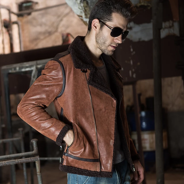 Giacche da moto in vera pelle di cinghiale da uomo in vera pelle